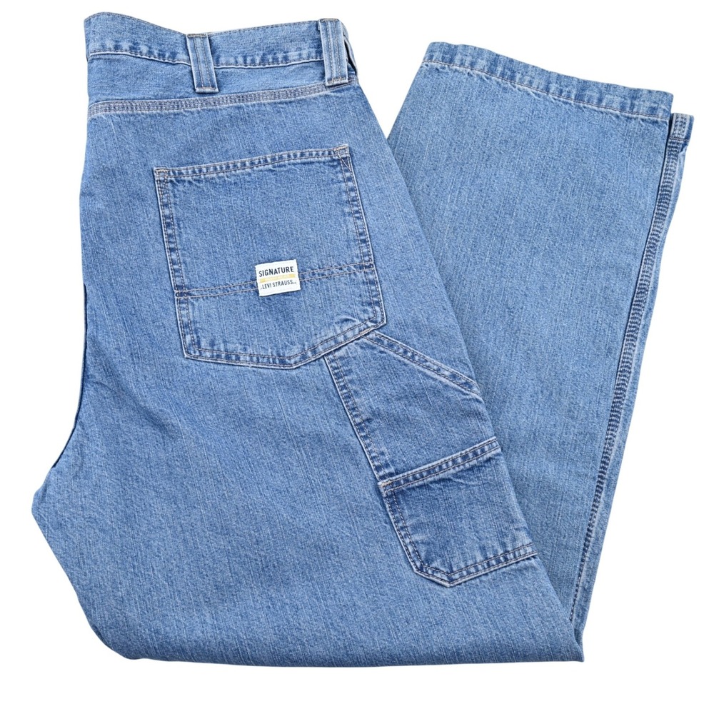 NWT Signature Levi Strauss Mens Carpenter Jeans 40x32 Blue Denim Workwear Pant